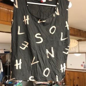 Black short sleeve shirt w/letters